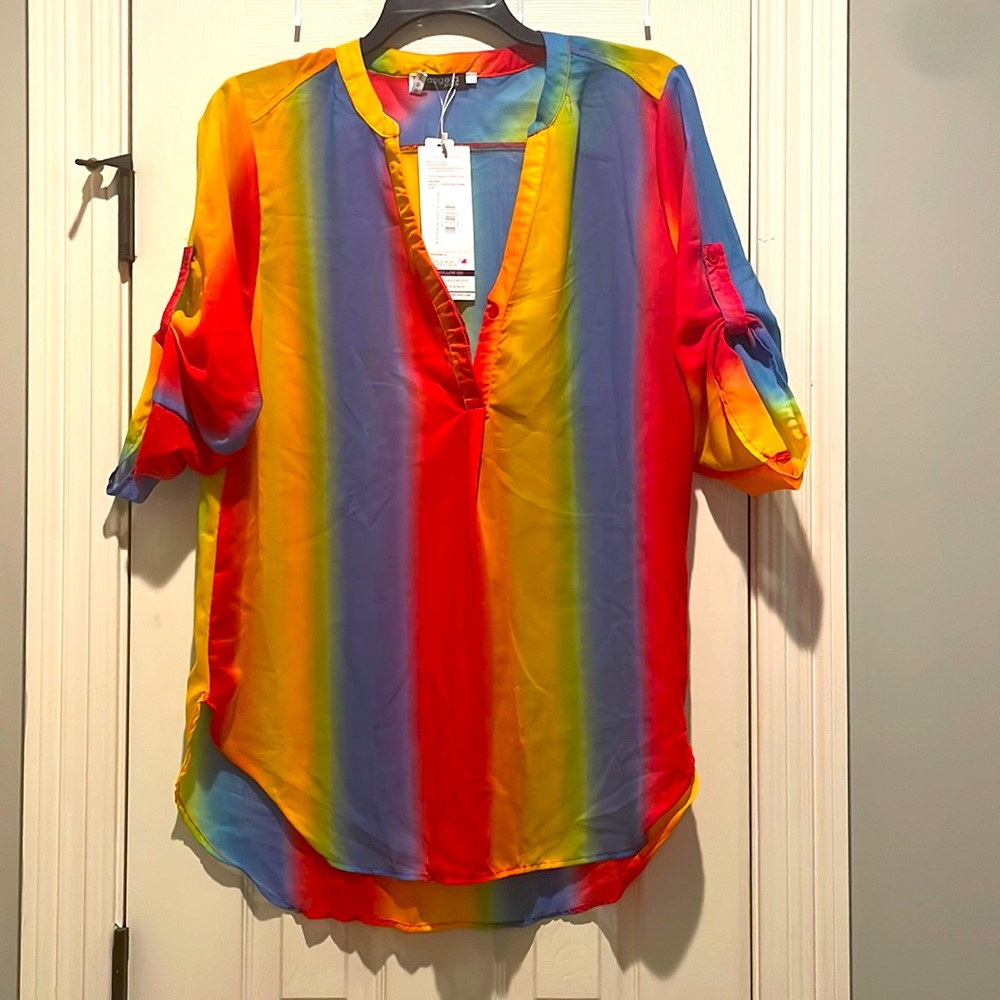 Womens multi color sheer shirt